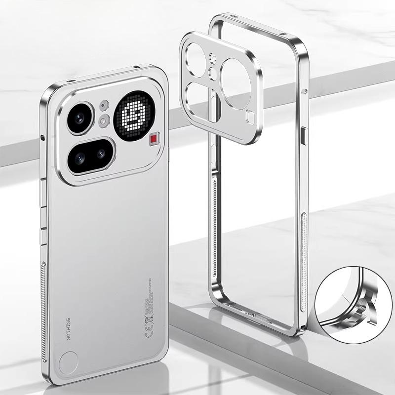 Für Nothing Phone 4A Pro Abnehmbarer Metall-Kamera-Schutz Ultra-Dünne Hülle Für Nothing Phone 4 A Pro Metallrahmen Stoßfester Stoßfänger Nothing Phone 4A silber