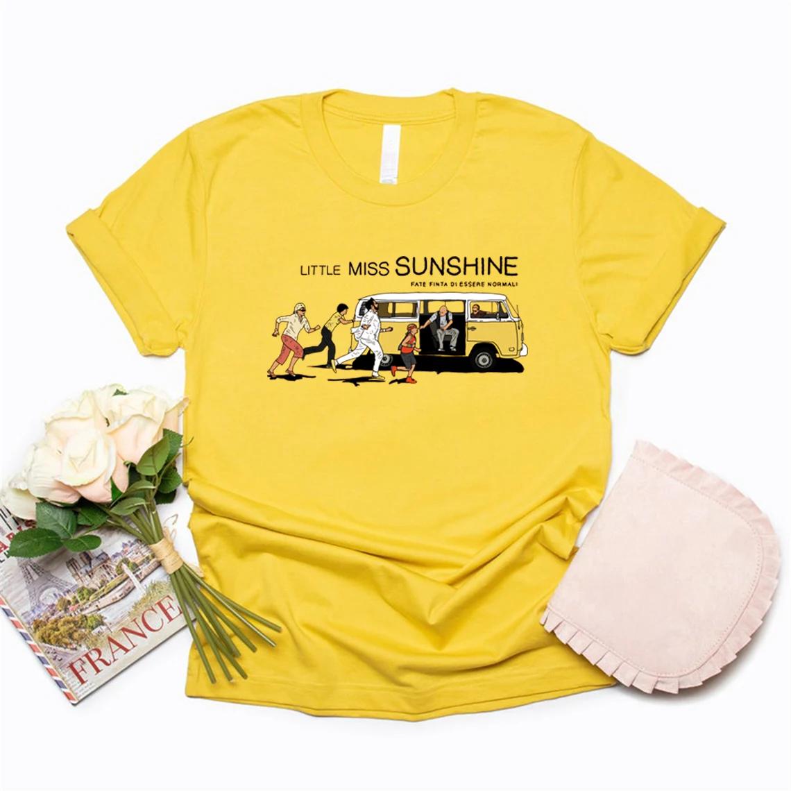 Little Miss Sunshine T-Shirt Komödie Film Merchandise Klassisches Damen T-Shirt Niedliches Kurzarm Grafik T-Shirt Streetwear Damen Top T-Shirt S gelb