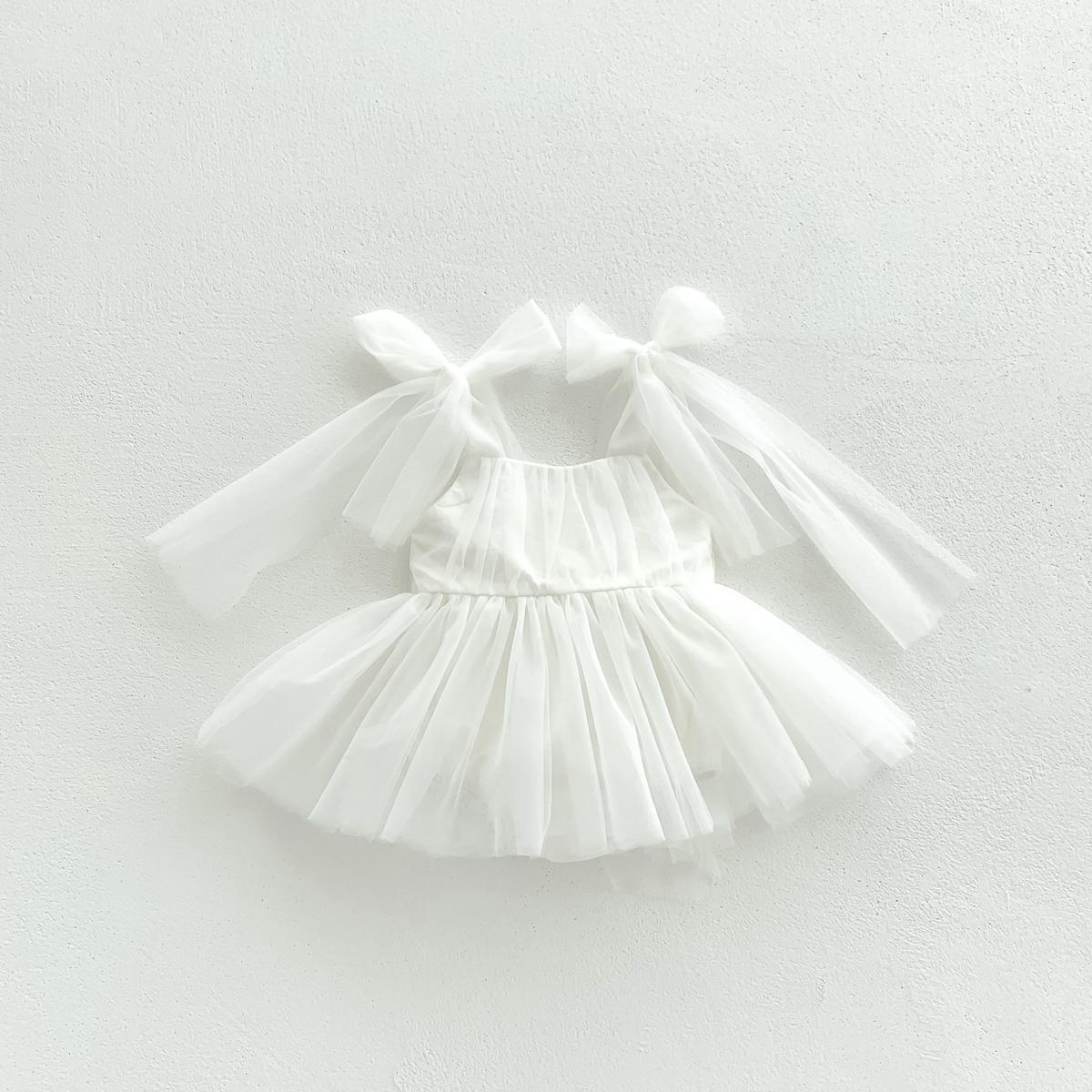 Sommer Baby Strampler Set Spitze Pünktchen Kleinkind Prinzessinnenkleid Säugling Mädchen Body Baby Strampler 0-24 Monate 6-9M weiß