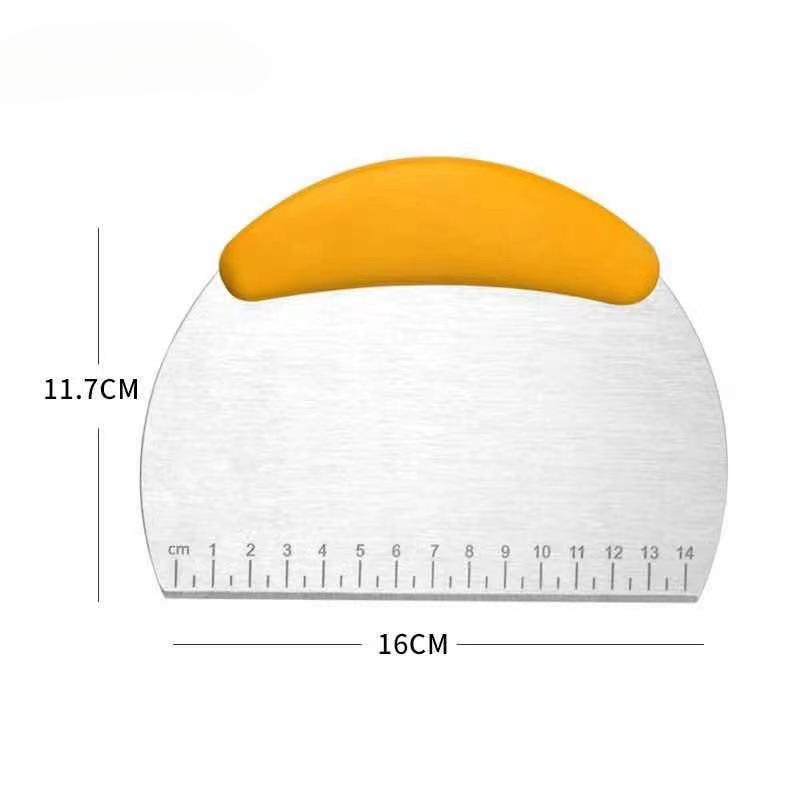 Ausstechform aus Edelstahl, Mehl, Gebäck, Schaber, Zerkleinerer, Waage, Teig, Pizzaschneider, komfortabler Griff, Küchen-Backutensilien gelb
