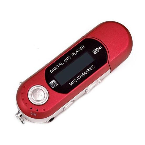 Tragbarer 1,3-Zoll-LCD-Display, digitaler FM-Radio, TF-Karte, USB 2.0, MP3-Musik-Player rot