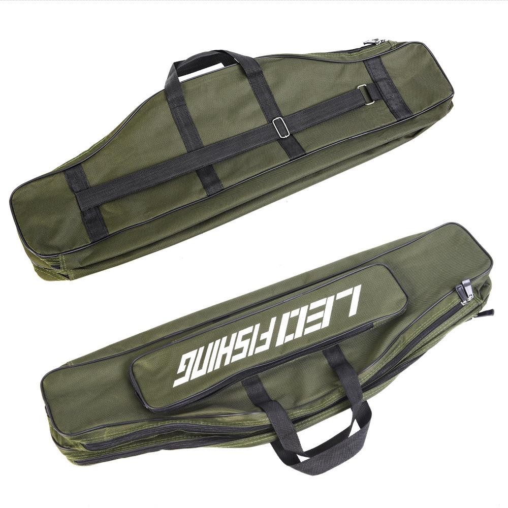 LEO Neue 2-stöckige Oxford-Angelrutentasche, tragbar, faltbar, Angelrutenkoffer, Angelrolle, Angelgerät, Aufbewahrung, Reisetasche, großes Fassungsvermögen armee grüne