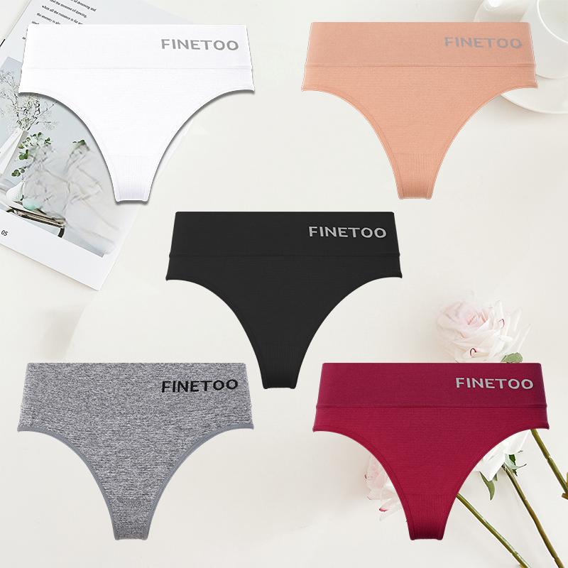 FINETOO 5 Stück/Set Bodyshaper Slips Damen Unterwäsche Hohe Taille Slips Damen Dessous Sexy G-String Unterhosen Pantys Bodyslim M-L&Set