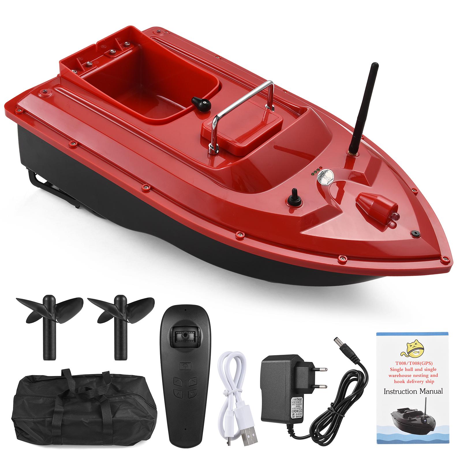 RC Köderboot 500M Drahtlose Fernbedienung Angelköderboot Angelfutterschiff Angelausrüstung 5200mAh rot