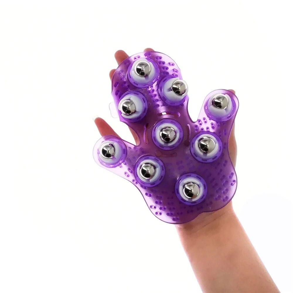 Rollerball-Körpermassagehandschuh zur Linderung von Muskelschmerzen, Entspannung, Anti-Cellulite-Massagegerät für Hände, Nacken, Rücken, Schultern, Gesäß, Gesundheitspflege violett