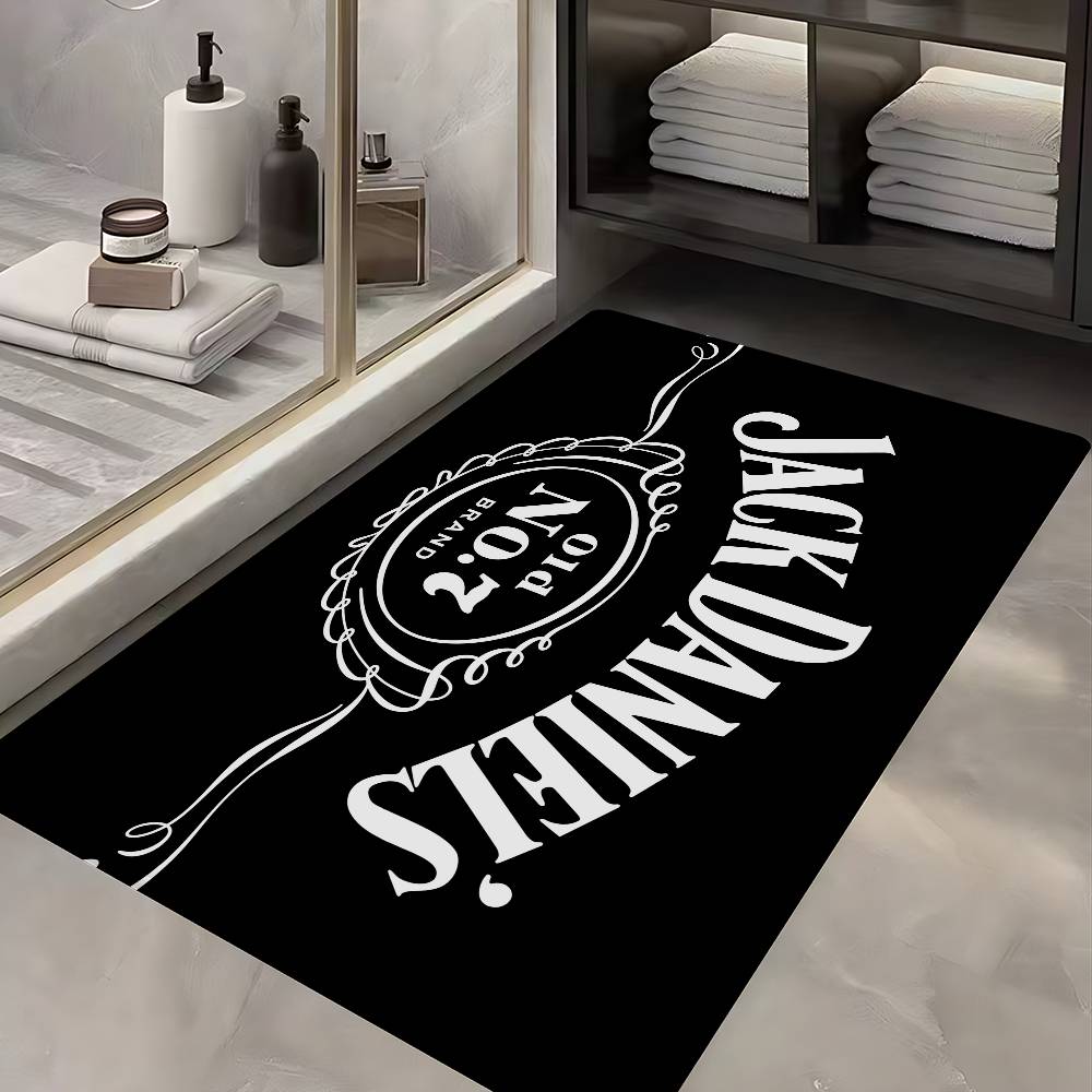 Klassisches Whiskey-Logo J-Jack D-DanielS Fußmatten Retro Mehrere Auswahlmöglichkeiten Wohnzimmer Küchenteppich Rutschfest Willkommensmatte 60cm x 90cm