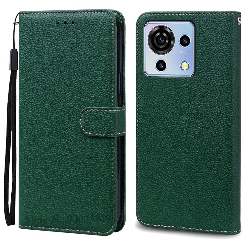 Für ZTE Blade V50 Vita Hülle Buch Brieftasche Leder Klapphülle Für ZTE Blade V50 Vita Hülle Handyhülle Coque Fundas ZTE Blade V50 Vita dunkelgrüne