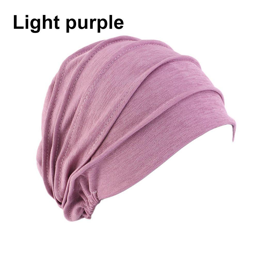 Weiche Winter Warme Haarausfall Kopftuch Mützen Kopf Wrap Chemo Hut Muslimischen Hijabs Frauen Turban Hut licht lila
