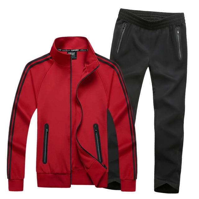 Herbst Sportswear Trainingsanzüge Männer Sets Große Größe Männer Kleidung Jacke + Hosen 2 Stück Sport Set Plus Größe 8xl 7xl Trainingsanzug Mann 3XL rot