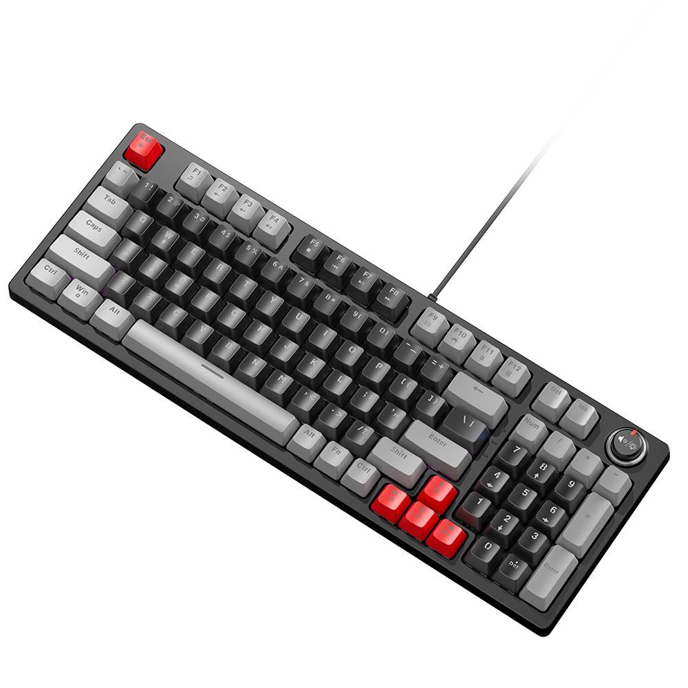 TWOLF T50 Mechanische Tastatur 96 + 1 Tasten Verkabelte Gaming-Tastatur Hochwertiges ABS Zweifarbiges Formteil graue/schwarz