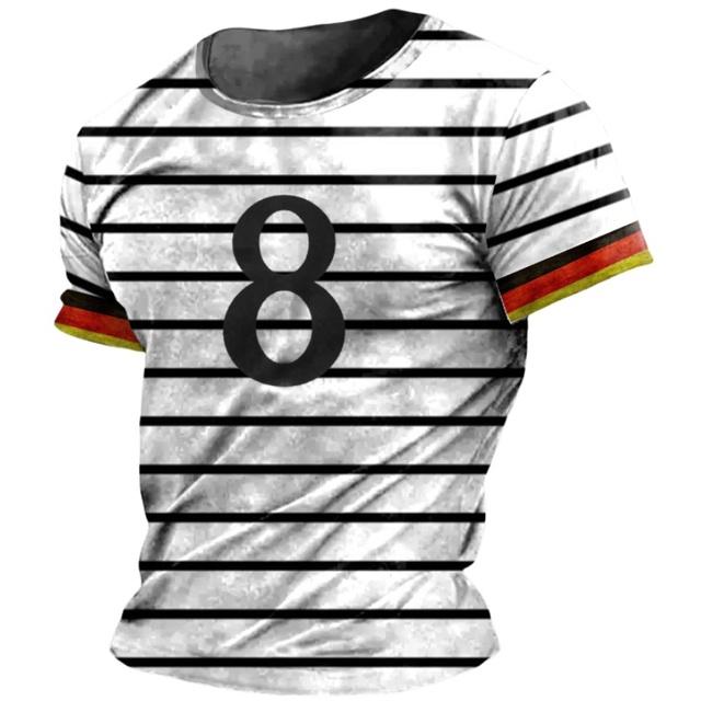 Deutschland Herren T-Shirt Deutschland Flagge Aufdruck O-Ausschnitt Kurzarm Lose T-Shirts Streetwear Sommer Herren Schöne Kleidung 3XL gray