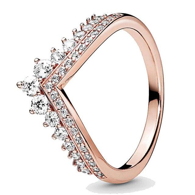 Original 925 Sterling Silber Klassischer Daisy Flower Band Ring Prinzessin Wishbone Ring für Frauen Modeschmuck 9