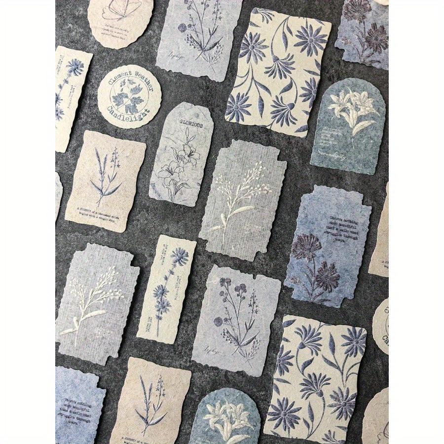 1 Schachtel 30 Stück Geprägte Vintage Floral Natürliche Textur Englische Etiketten Dekorative Aufkleber für Scrapbooking, Schulsachen, Schulanfang