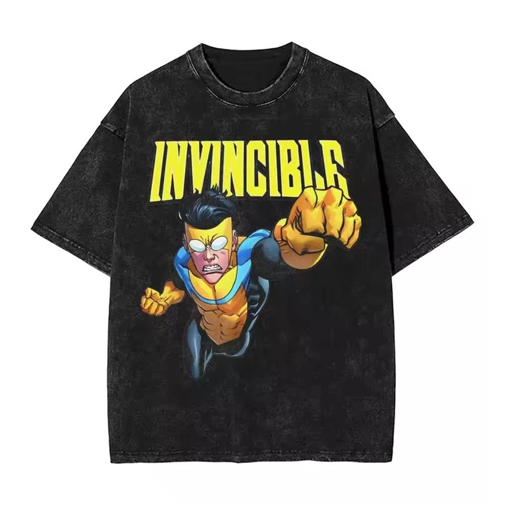 Retro Unbesiegbar Cartoon Comic Gewaschen Neuankunft Herren Damen Kleidung T-Shirt Homme Grafik-T-Shirts Herren Damen T-Shirt für Herren Damen Ropa M beige