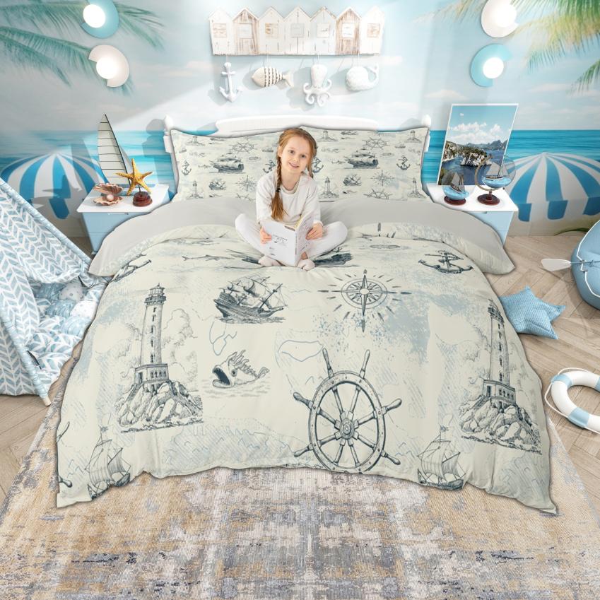 Homewish Hawaii Strand Bettbezug-Set, Küsten Ozean Bettbezug-Set, Kinder Sommerurlaub Bettwäsche-Set DE L 200x200cm 3pcs&set