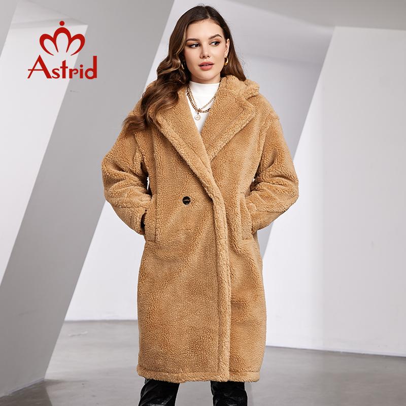 Astrid 2024 Lange Winter Frauen Teddy Mantel Pelz Jacke Stilvolle Weibliche Mode Dicke Warme Casual Mädchen DN14 L kamelfarben