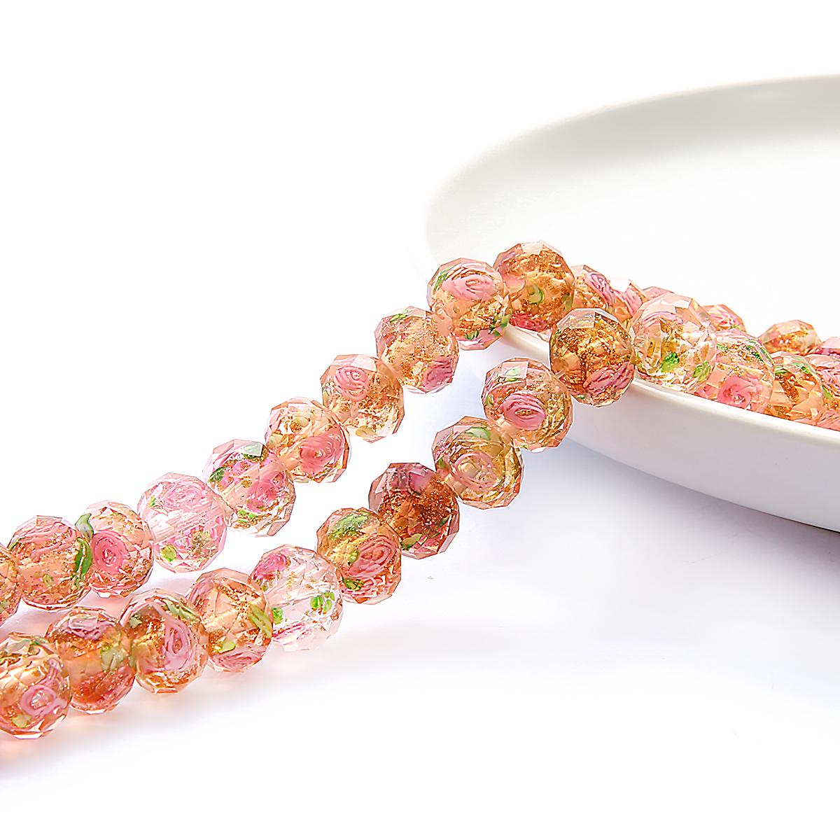 10 teile/beutel 8/10/12mm Murano Transparent Glas Lampwork Perlen Für Schmuck Machen Frauen DIY Armband Blume rondelle Facettierte Perlen 8mm hellbraune