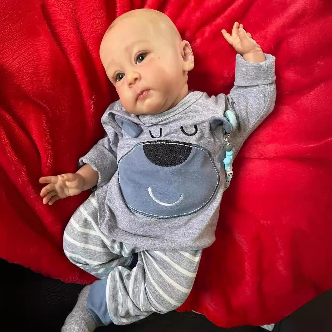60cm Reborn Baby Puppe Hulexy Hand bemalt 3D Haut sichtbar Adern Puppe Spielzeug für Kinder Geschenk Weihnachten 60cm Cloth Body doll