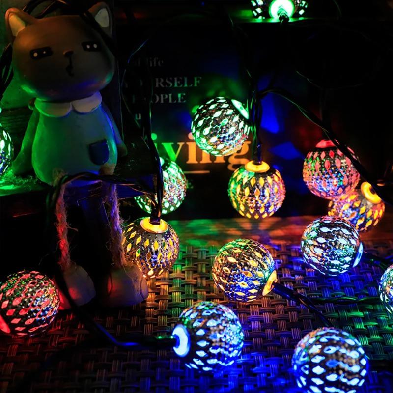 Funkelnde Lichterketten, 20 LED 16-Fuß Solarlichter, mit 8 Modi, wasserdicht für drinnen und draußen Heim-Weihnachtsbäume 1.5M 10LED-multicolor