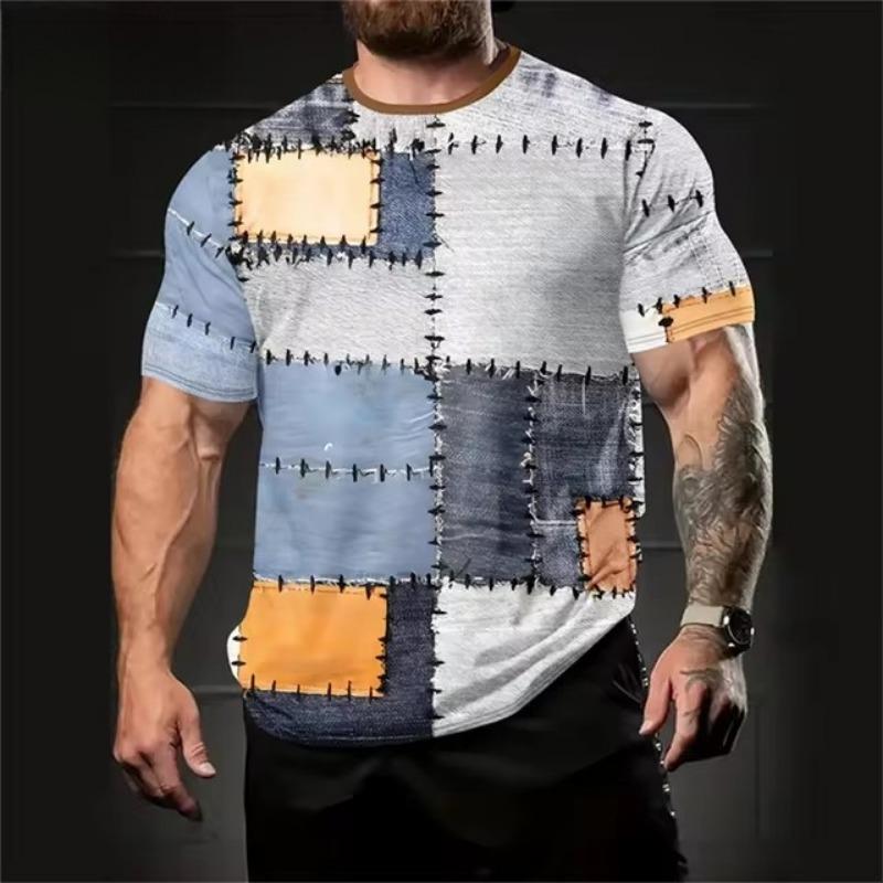 Herren T-Shirt 3D Digital Patchwork Grafikdruck Herren Designer Herren T-Shirts Herren Sommerkleidung Kurzarm T-Shirt Street Tops 6XL