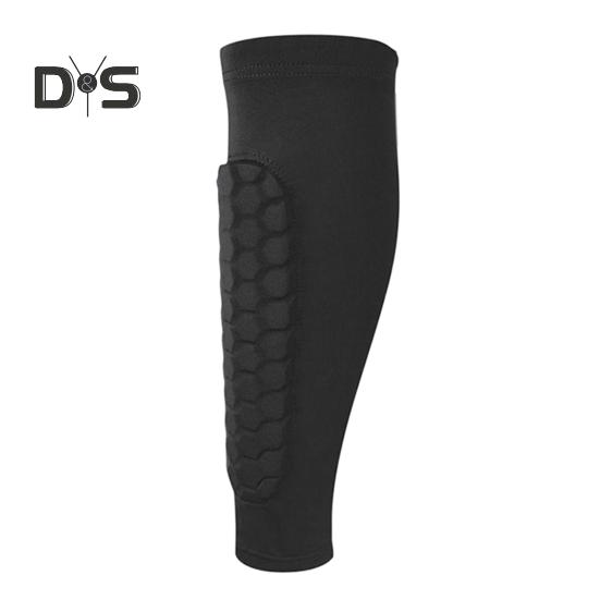 Fußball-Schienbeinschoner, Wadenkompressionsmanschette mit Wabenpolstern, Beinschutz, Schienbeinschoner für Kinder und Erwachsene, Fußball, Sport S schwarz