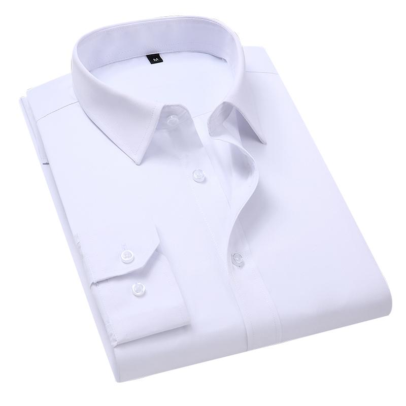 Übergröße 5XL 6XL 7XL 8XL Herren Unifarbenes Businesshemd Mode Lässig Schlank Weiß Langarmhemd Männliche Markenkleidung L weiß