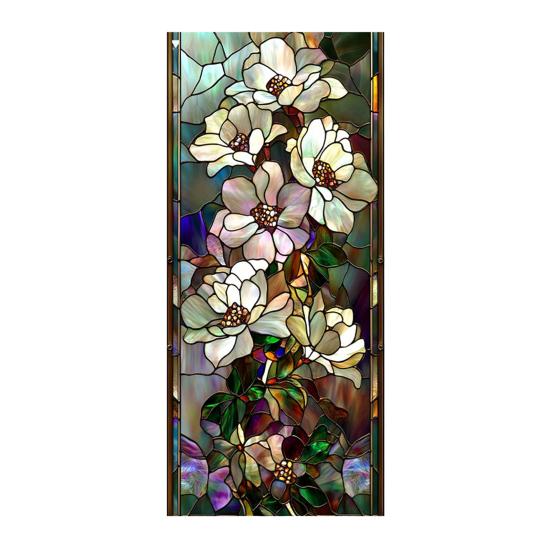 Fenster-Sichtschutzfolie Buntglas Floral Statische Fensterfolie Dekorativ UV-Blockierend Hitzeregulierend Glasaufkleber für Glastüren Fenster G