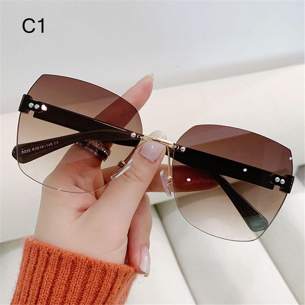 Modische Sommer UV400 Damenbrille Damen Sonnenbrille Rahmenlose Sonnenbrille Randlose Sonnenbrille Farbverlauf Sonnenbrille