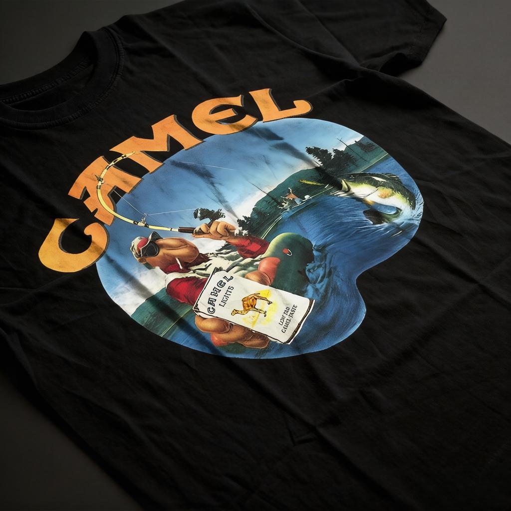 Vintage Camel Zigaretten Joe Fliegenfischen Baumwolle T-Shirt Unisex Damen Sommer 2026 Harajuku Tee Lässig 90er Retro Streetwear Tee Tops 3XL