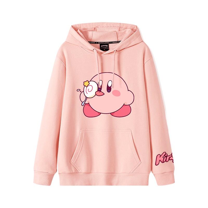 2025 Herbst und Winter Weich und niedlich Kirby Cartoon Anime Peripherie Jungen und Mädchen Hoodies neuer Stil Kinderbekleidung Hoodie 120 dunkelgrau