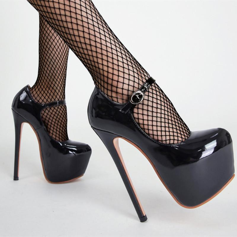 Plus Größe 35 -42 Mode Pumps für Frauen Party Schuhe Stiletto Heels Dicke Plattform Weibliche Club High Heels Schwarz Sexy Schuhe 38 schwarz
