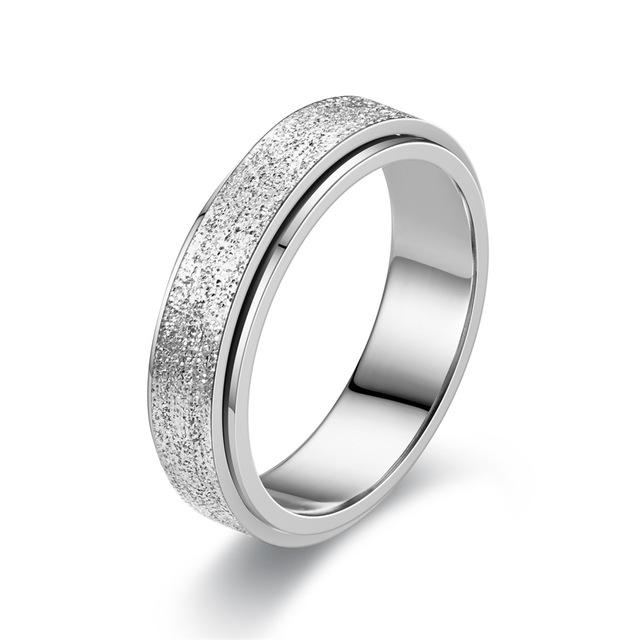 Einfache 6mm Edelstahl Spinner Angst Ringe Für Frauen Männer Drehbare Spinner Sandstrahlen Ringe Anti Stress Hochzeit Schmuck 12 white