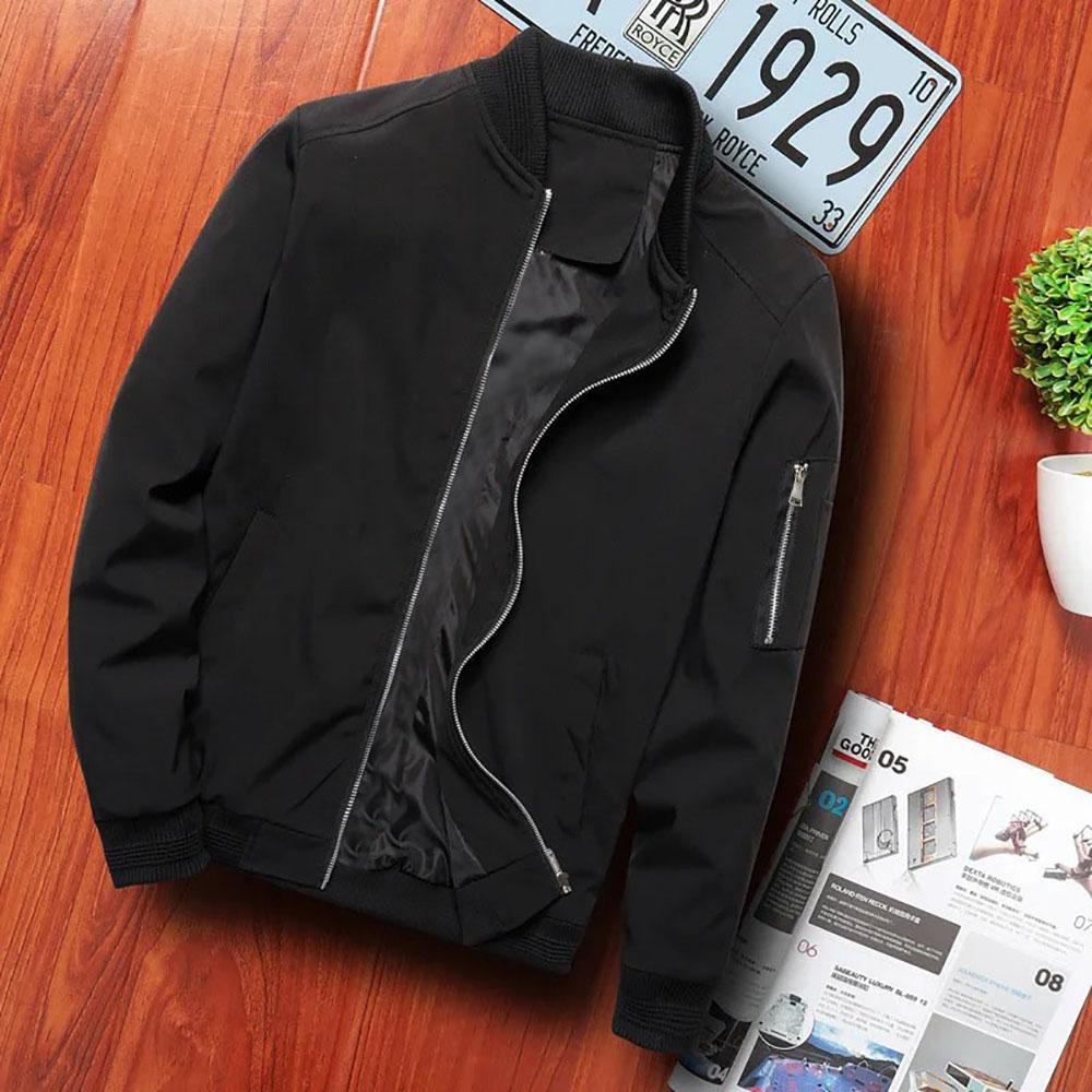Herren Freizeitjacken Baseball Tops Männliche Strickjacke Jacken für Männer Bomberjacke Outdoor Frühling Herbst Langarmmantel M schwarz