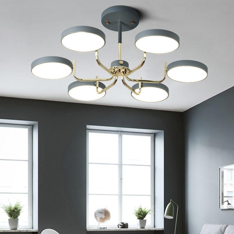Nordic Minimalistischen Hause Esszimmer Lampe Wohnzimmer Lampe Kreative Persönlichkeit Schlafzimmer Lampe Licht Luxus Lampe 6 heads grau
