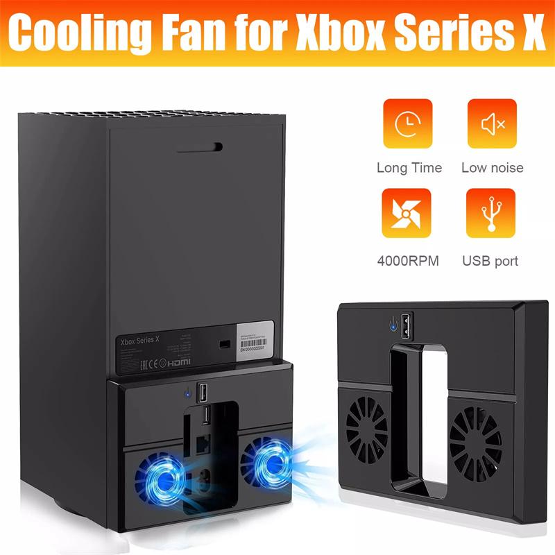Für Xbox Series X Konsole Kühlventilator Dockingstation Schlanker Vertikaler Ständer Host Seitenkühler USB Spielekühler für Xbox Spielekonsole schwarz