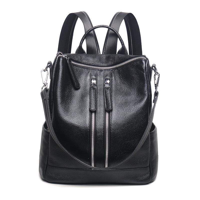 Rucksack Japanischer und Koreanischer Rucksack Chinesischer und Neuer Stil Vollständig Wasserdicht Damen Jugend Koreanischer Stil Echter Leder Rucksack