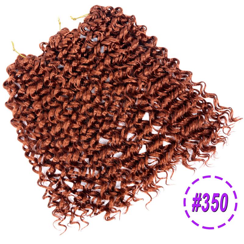 Welliges Strähnen Häkelzopf Haar 10 14 18 Zoll Synthetik Ombre Wellige Locken Afro Locken Haar für Frauen Niedrige Temperatur Deep Wave (as the picture,18 in(45.72cm))
