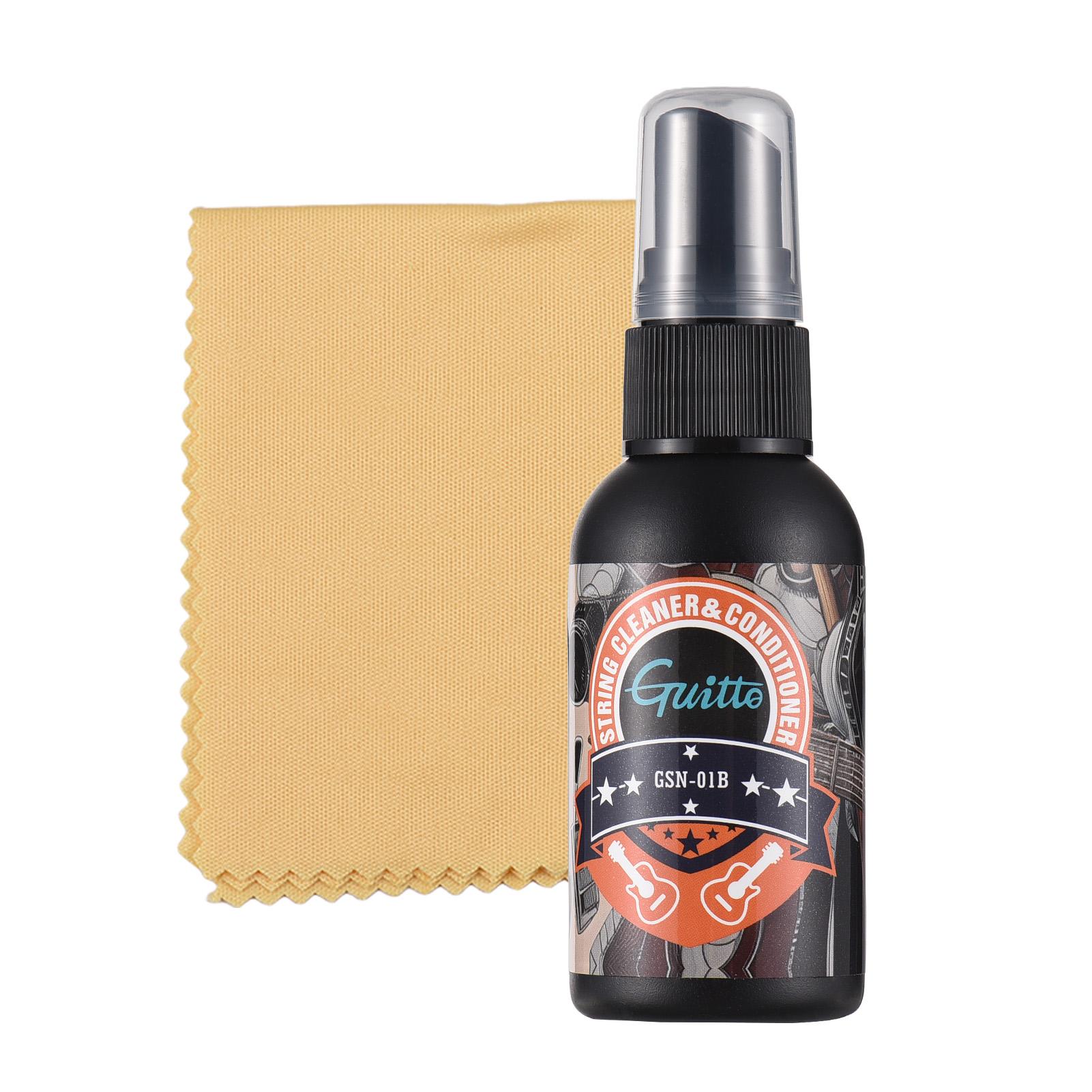 GUITTO Reinigungs- und Pflegeset für Gitarre, 50 ml, Saiten-Rostschutz-Pflegeöl mit Reinigungstuch für Gitarre 50ml