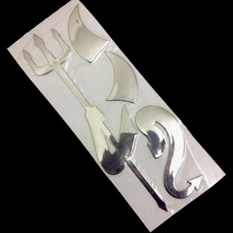 3D-PVC-Weichkleber-Teufel-Autoaufkleber - Persönlichkeitsdesign silber