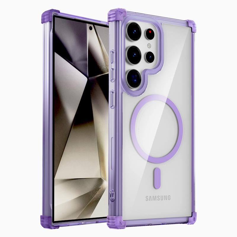 Luxuriöse, stoßfeste und transparente Schutzhülle für Samsung Galaxy S25, S24, S23, S22, Note 20 Ultra Plus mit MagSafe-Ladefunktion und vollständigem Schutz For Samsung S23 FE gray