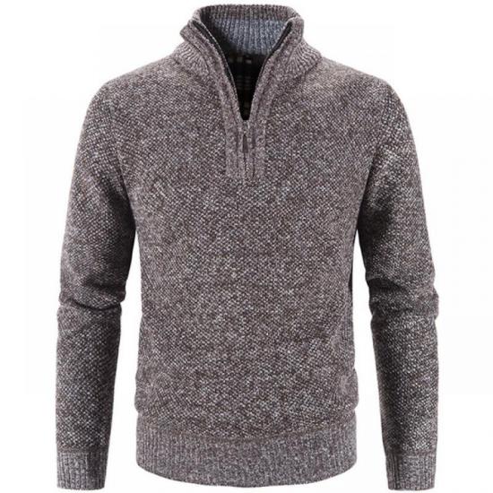 2024 Winter herren Fleece Dicker Pullover Halb Zipper Rollkragen Warme Pullover Qualität Männlich Dünne Gestrickte Wolle Pullover 3Xl M kaffeebraun