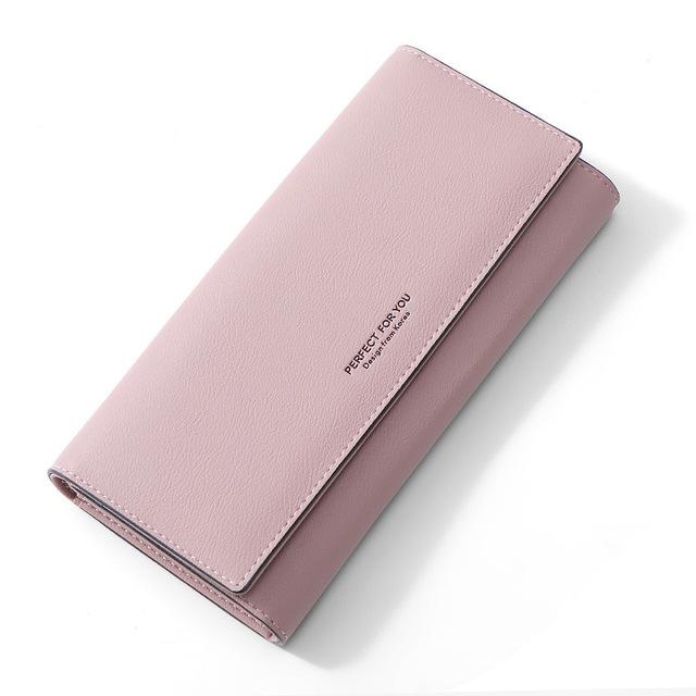 Luxus-Leder-Geldbörse für Damen, viele Abteilungen, Damen-Geldbörsen, lange Clutch, Kartenhalter, Damen-Handy-Geldbörse, weibliche Geldbörsen rosa