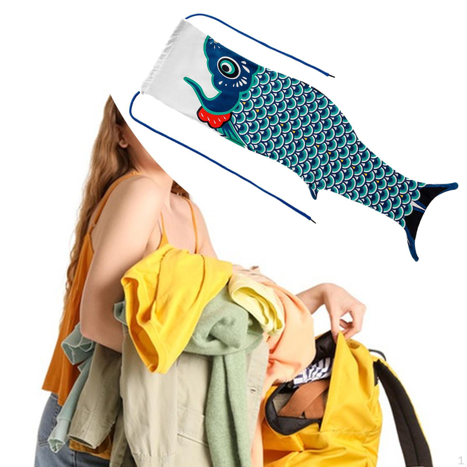 Fisch Wäschesack Schmutzige Kleidung Staubdichter Wäschekorb Reise für Wohnung blau
