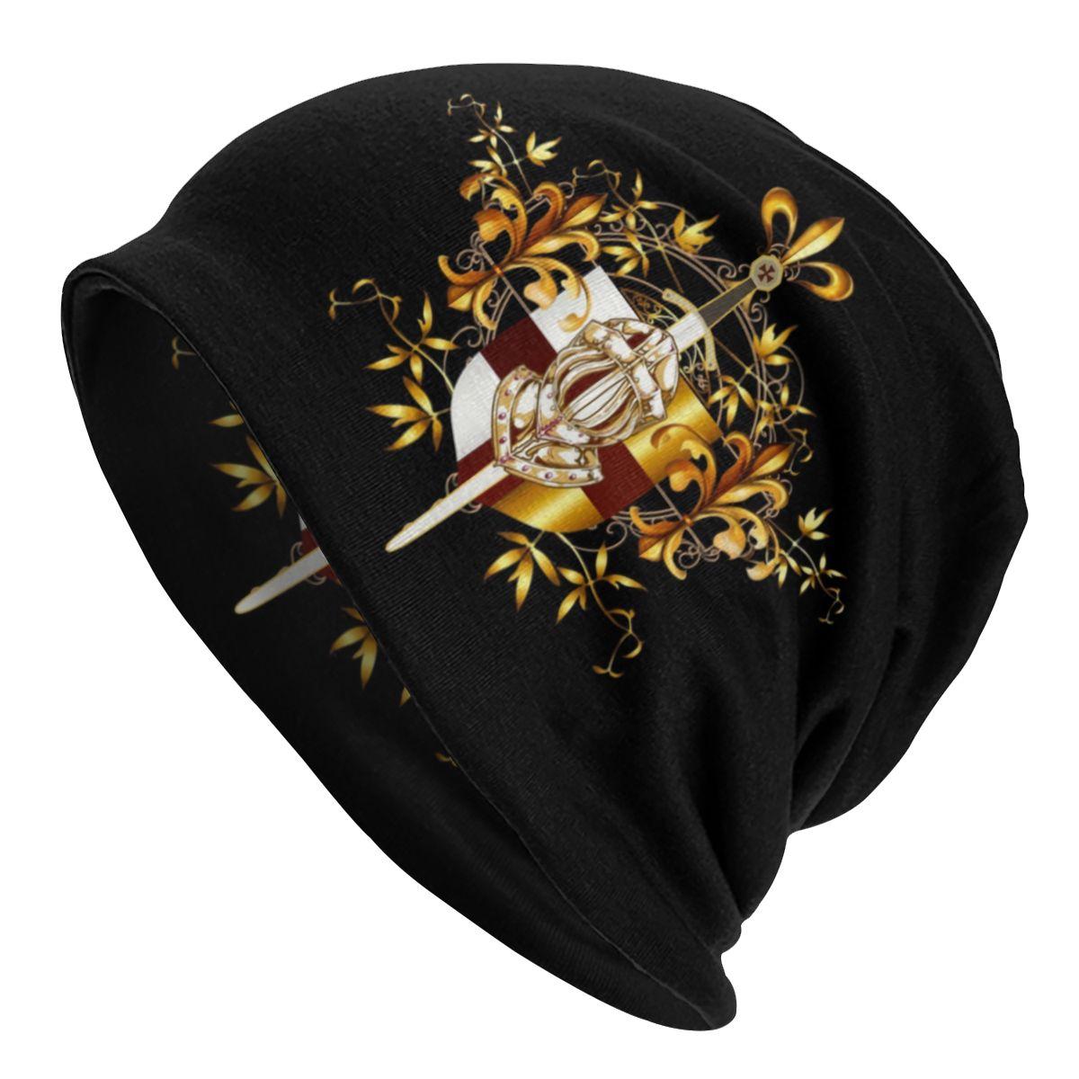 Templer Ritter Kreuz Schild Skullies Beanies Hut Unisex Motorhaube Winter Warme Strickmützen Outdoor Ski Mittelalterliche Schwert Beanie Cap One Size