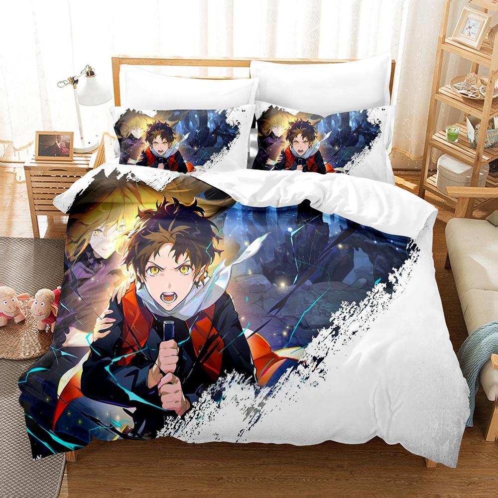 Tower Of God Bettwäsche-Set, Einzelbett, Doppelbett, Queensize-Bett, Kingsize-Bett, Schlafzimmer für Erwachsene und Kinder, Bettbezug-Set, 3D-Druck, Anime-Bettlaken-Set EU Twin 135x200cm