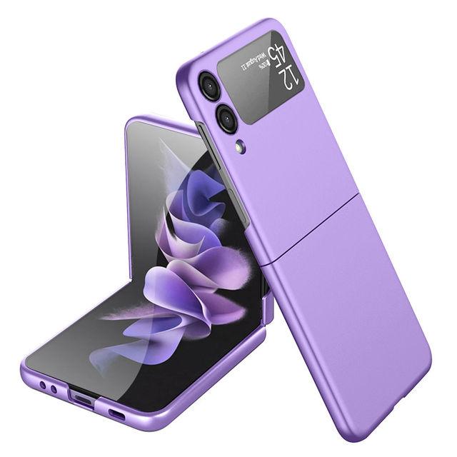 Ultradünne Hülle für Samsung Galaxy Z Flip 4 5g, stoßfeste, militärisch abgestufte Anti-Drop-Kamera-Bildschirmschutzabdeckung für Z Flip 3 For Galaxy Z Flip 4 violett