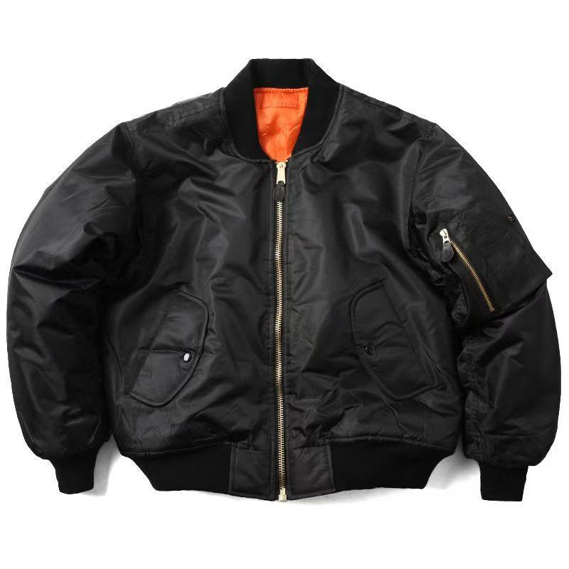 Ma1 Klassische Militär-Stil Baumwoll Fliegerjacke für Herren & Damen, Doppelseitige Baseball Uniform, Frühjahrs-/Herbstmantel M schwarz