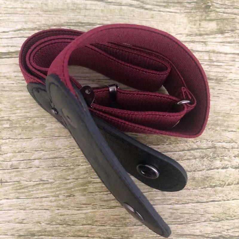 Schnallenfreier Gürtel für Jeans, Hosen, Kleider, elastischer Taillengürtel ohne Schnalle für Damen und Herren, kein Wölben, kein Ärger, stanzfreier Taillengürtel wein rot