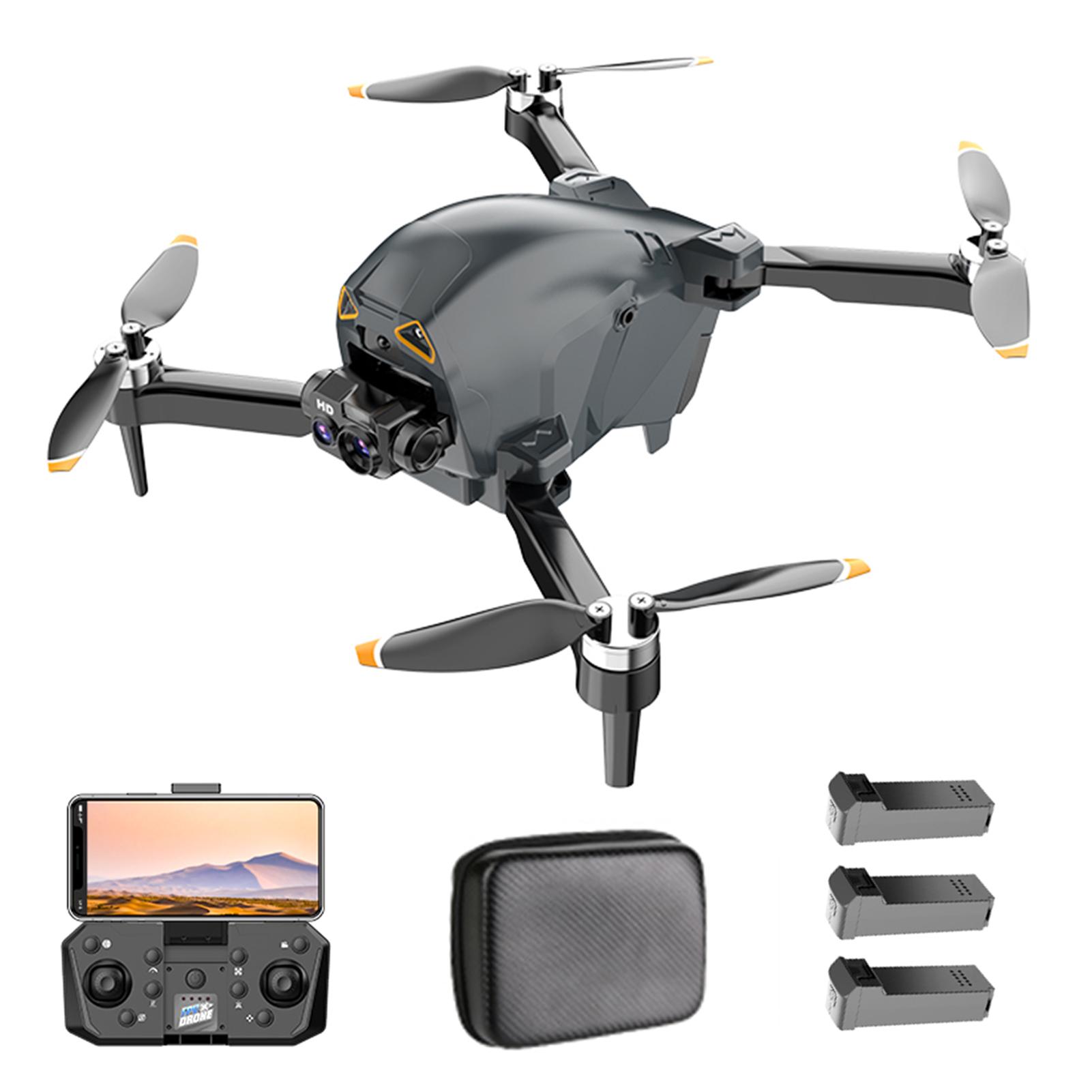 Ferngesteuerte Drohne mit Kamera, 4K-Doppelkamera, Hindernisvermeidung, bürstenloser Motor, optischer Fluss 3 battery schwarz