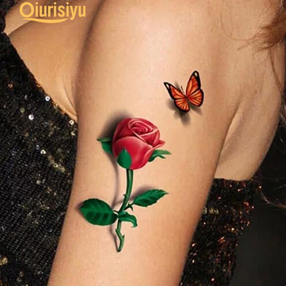 3D temporärer wasserdichter Körperkunst-Schmetterlings-Blumen-Tattoo-Aufkleber